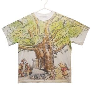 Disney Winnie the Pooh Characters Graphic Cotton T Shirt Sz Large All Over Print